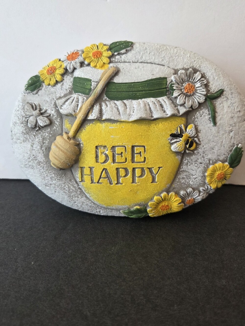 Fairy Garden Bee Happy Garden Stone Decor Honey Pot Bumblebee Figurine